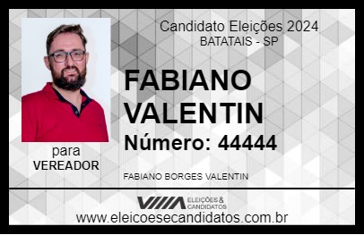 Candidato FABIANO VALENTIN 2024 - BATATAIS - Eleições