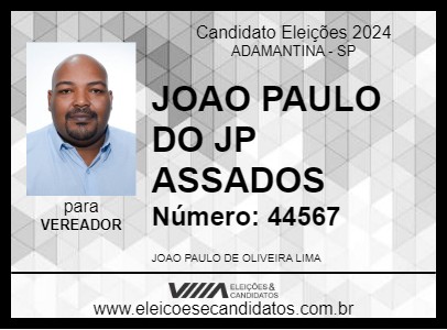 Candidato JOAO PAULO DO JP ASSADOS 2024 - ADAMANTINA - Eleições