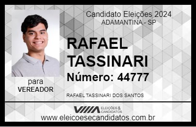 Candidato RAFAEL TASSINARI 2024 - ADAMANTINA - Eleições