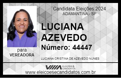 Candidato LUCIANA AZEVEDO 2024 - ADAMANTINA - Eleições