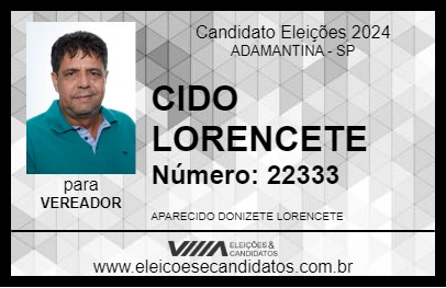 Candidato CIDO LORENCETE 2024 - ADAMANTINA - Eleições