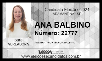 Candidato ANA BALBINO 2024 - ADAMANTINA - Eleições