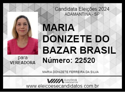 Candidato MARIA DONIZETE DO BAZAR BRASIL 2024 - ADAMANTINA - Eleições