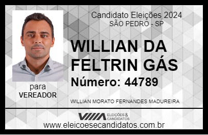 Candidato WILLIAN DA FELTRIN GÁS 2024 - SÃO PEDRO - Eleições