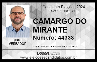 Candidato CAMARGO DO MIRANTE 2024 - SÃO PEDRO - Eleições