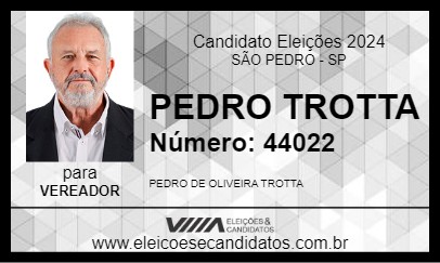 Candidato PEDRO TROTTA 2024 - SÃO PEDRO - Eleições