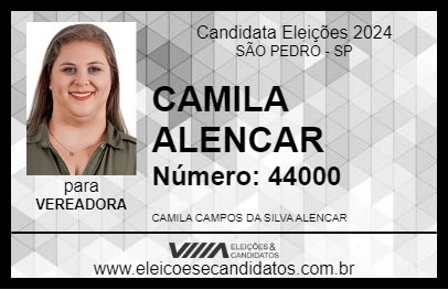 Candidato CAMILA ALENCAR 2024 - SÃO PEDRO - Eleições