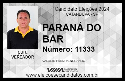 Candidato PARANÁ DO BAR 2024 - CATANDUVA - Eleições