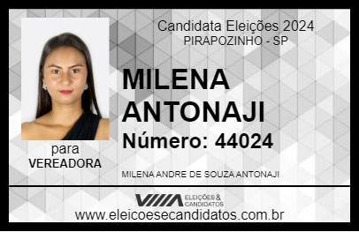 Candidato MILENA ANTONAJI 2024 - PIRAPOZINHO - Eleições