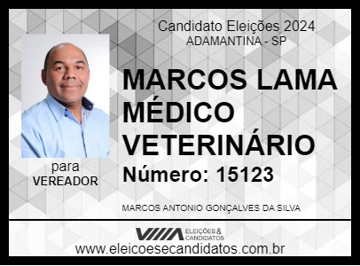 Candidato MARCOS LAMA MÉDICO VETERINÁRIO 2024 - ADAMANTINA - Eleições