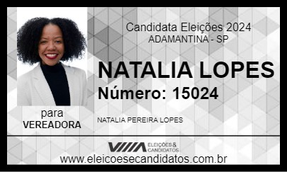 Candidato NATALIA LOPES 2024 - ADAMANTINA - Eleições