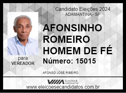 Candidato AFONSINHO ROMEIRO HOMEM DE FÉ 2024 - ADAMANTINA - Eleições