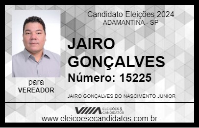 Candidato JAIRO GONÇALVES 2024 - ADAMANTINA - Eleições