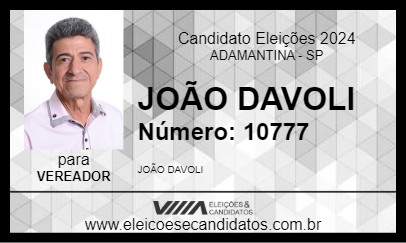 Candidato JOÃO DAVOLI 2024 - ADAMANTINA - Eleições