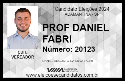 Candidato PROF DANIEL FABRI 2024 - ADAMANTINA - Eleições