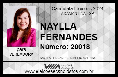 Candidato NAYLLA FERNANDES 2024 - ADAMANTINA - Eleições