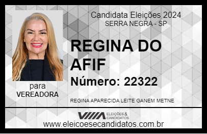 Candidato REGINA DO AFIF 2024 - SERRA NEGRA - Eleições