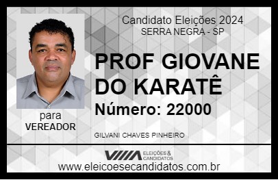 Candidato PROF GIOVANE DO KARATÊ 2024 - SERRA NEGRA - Eleições