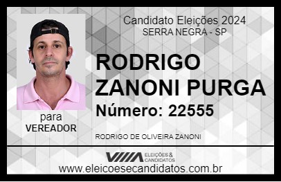 Candidato RODRIGO ZANONI PURGA 2024 - SERRA NEGRA - Eleições