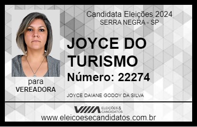 Candidato JOYCE DO TURISMO 2024 - SERRA NEGRA - Eleições