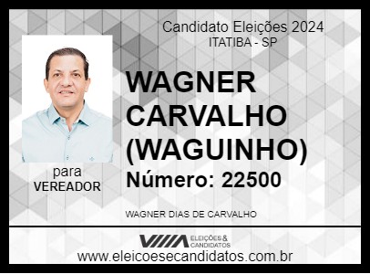 Candidato WAGNER CARVALHO (WAGUINHO) 2024 - ITATIBA - Eleições