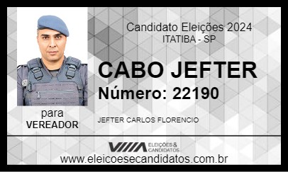 Candidato CABO JEFTER 2024 - ITATIBA - Eleições