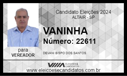 Candidato VANINHA 2024 - ALTAIR - Eleições