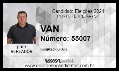 Candidato VAN 2024 - PORTO FERREIRA - Eleições