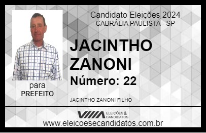 Candidato JACINTHO ZANONI 2024 - CABRÁLIA PAULISTA - Eleições