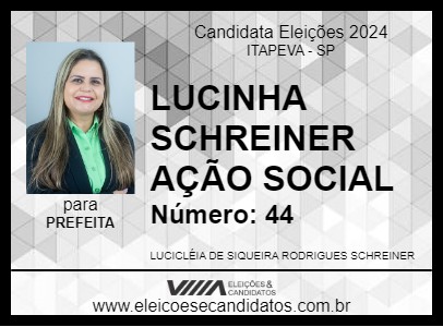 Candidato LUCINHA SCHREINER AÇÃO SOCIAL 2024 - ITAPEVA - Eleições