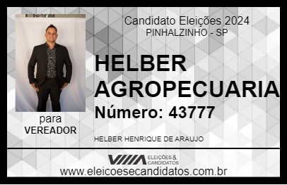 Candidato HELBER AGROPECUARIA 2024 - PINHALZINHO - Eleições