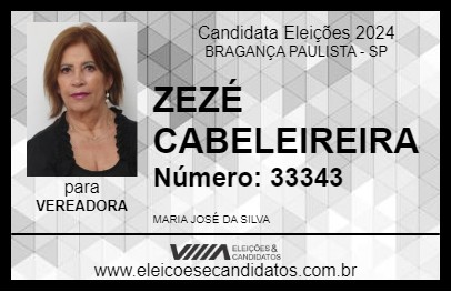 Candidato ZEZÉ CABELEIREIRA 2024 - BRAGANÇA PAULISTA - Eleições