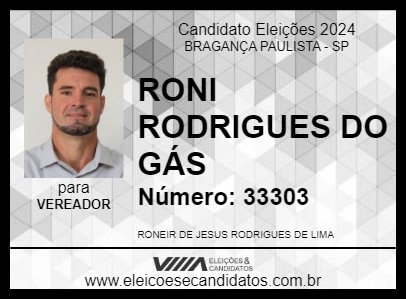 Candidato RONI RODRIGUES DO GÁS 2024 - BRAGANÇA PAULISTA - Eleições