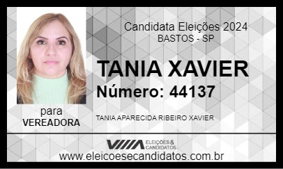 Candidato TANIA XAVIER 2024 - BASTOS - Eleições