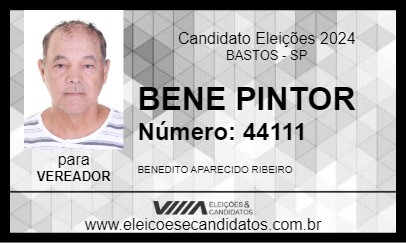 Candidato BENE PINTOR 2024 - BASTOS - Eleições