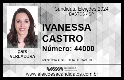 Candidato IVANESSA CASTRO 2024 - BASTOS - Eleições