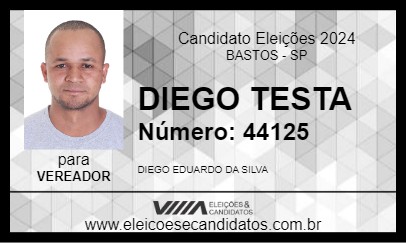 Candidato DIEGO TESTA 2024 - BASTOS - Eleições