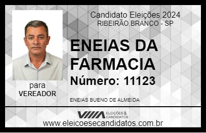 Candidato ENEIAS DA FARMACIA 2024 - RIBEIRÃO BRANCO - Eleições