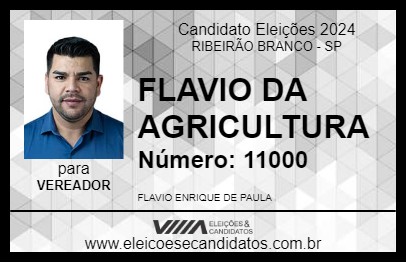 Candidato FLAVIO DA AGRICULTURA 2024 - RIBEIRÃO BRANCO - Eleições