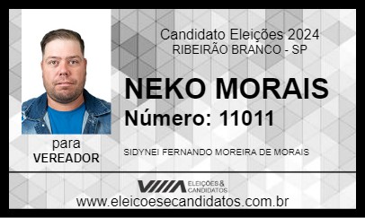 Candidato NEKO MORAIS 2024 - RIBEIRÃO BRANCO - Eleições