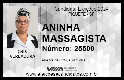 Candidato ANINHA MASSAGISTA 2024 - PIQUETE - Eleições