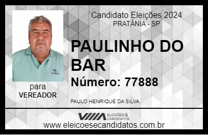 Candidato PAULINHO DO BAR 2024 - PRATÂNIA - Eleições