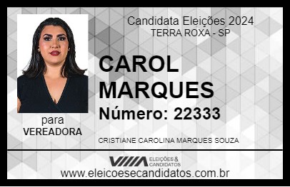 Candidato CAROL MARQUES 2024 - TERRA ROXA - Eleições