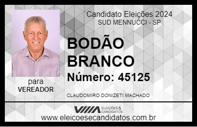 Candidato BODÃO BRANCO 2024 - SUD MENNUCCI - Eleições