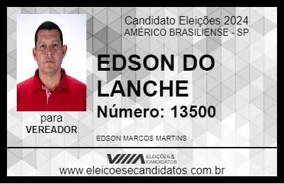 Candidato EDSON DO LANCHE 2024 - AMÉRICO BRASILIENSE - Eleições