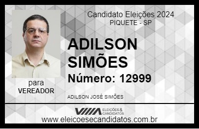 Candidato ADILSON SIMÕES 2024 - PIQUETE - Eleições