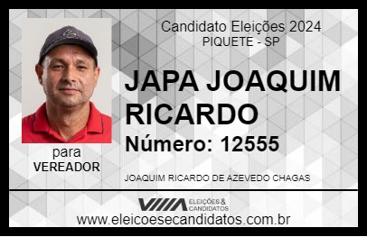 Candidato JAPA JOAQUIM RICARDO 2024 - PIQUETE - Eleições