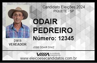 Candidato ODAIR PEDREIRO 2024 - PIQUETE - Eleições