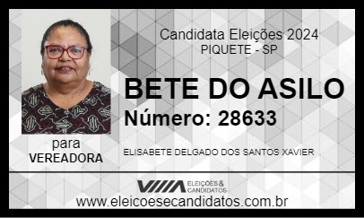 Candidato BETE DO ASILO 2024 - PIQUETE - Eleições