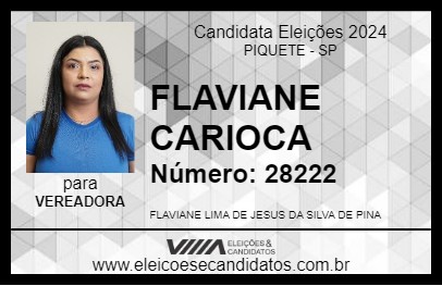 Candidato FLAVIANE CARIOCA 2024 - PIQUETE - Eleições